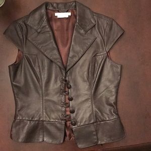 100% Brown Leather Vest